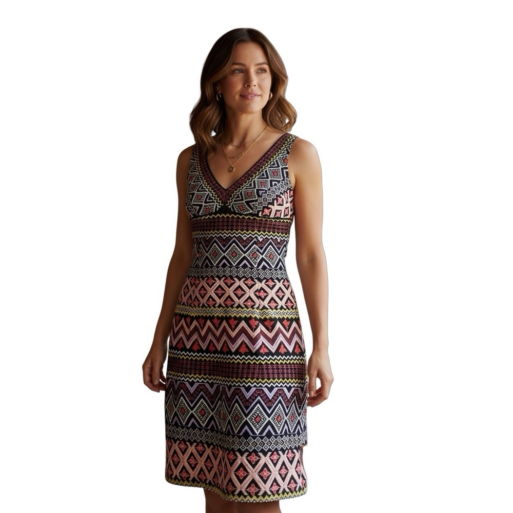 Akemi + Kin Anthropologie Geo Multicolored Embroidered boho Dress Size 0‎